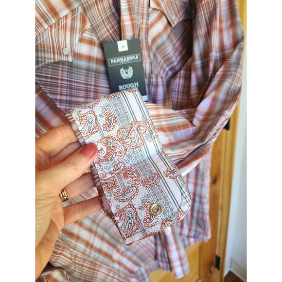 Panhandle Rough Stock Pearl Snap Western Button Up Shirt XXL 2XL Long Sleeve NEW - Picture 4 of 6